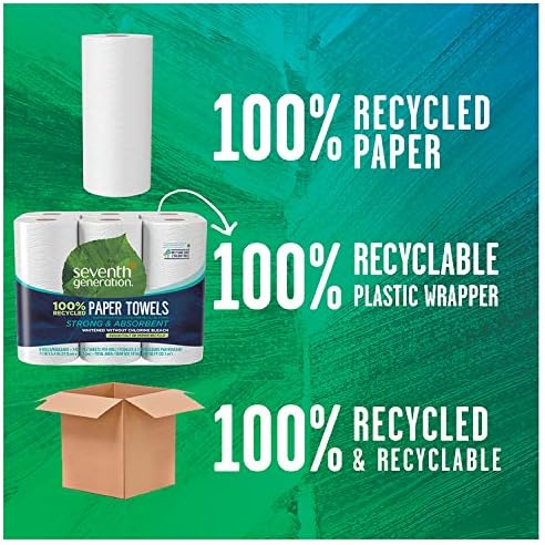 Seventh Generation 100% Recycled Paper Towels, 2 Ply, 140 Sheets, 6 Rolls