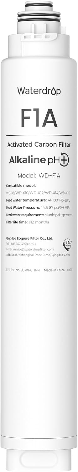 Waterdrop F1A Filter, Alkaline Mineral Added, 12-Month Lifetime