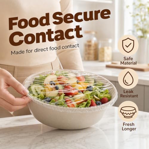 Disposable Stretch Food Cover Elastic Bowl Covers Food Storage (White X100)