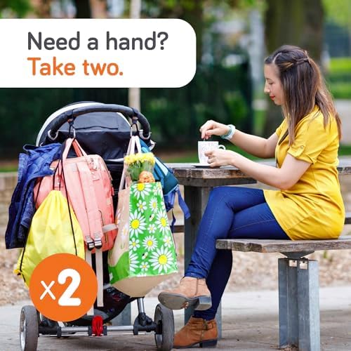 Baby Uma Stroller Hooks for Bags (2 Pack) - Non-Slip, One-Hand Use, 11 lb