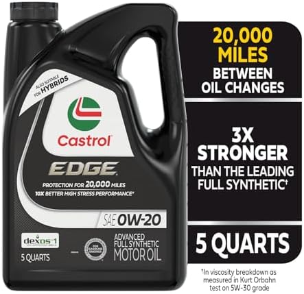 Castrol EDGE 0W-20 Advanced Full Synthetic Motor Oil, 5 Quarts