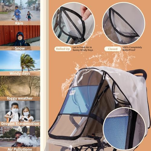 bemece Universal Stroller Rain Cover, Clear EVA Weather Shield