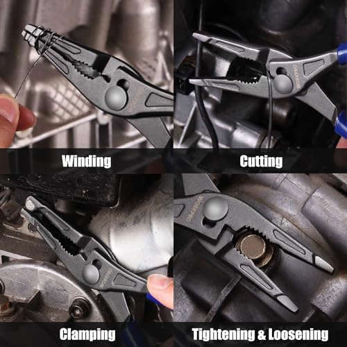 WORKPRO 8-Inch Long Nose Slip Joint Pliers, CR-V Steel Needle Nose Pliers