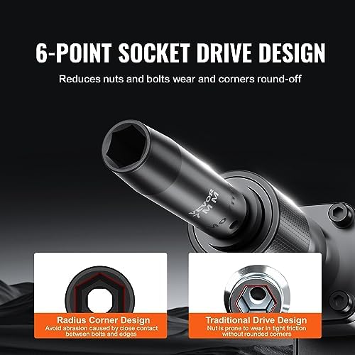 VEVOR 1/2" Drive Impact Socket Set 65 Piece, 3/8" to 1-1/4" and 10-24mm