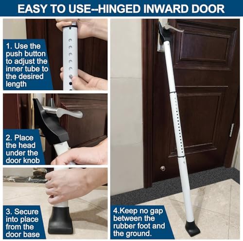 Rerishom 2 Pack Door Security Bar, Heavy Duty Patio Door Lock,White