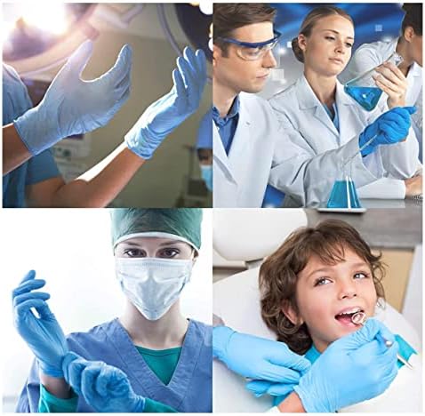 Basic Medical Synmax Vinyl Exam Gloves - Latex-Free & Powder-Free - Large, BMPF-3003(Case of 1,000) Blue