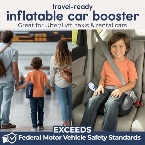 UberBoost Inflatable Booster Seat for Car, Travel Booster Seat, Black/Gray