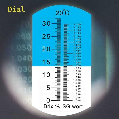 aichose Brix Refractometer with ATC, Dual Scale - Specific Gravity & Brix, Hydrometer in Wine Making and Beer Brewing, Homebrew Kit