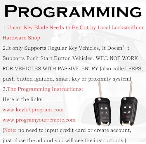 SUPALAND Key Fob Replacement Fits for Chevy Cruze Equinox Camaro Impala Malibu Sonic Buick Regal Verano Encore Lacrosse GMC Terrain 2010-2021 OHT01060512 Keyless Entry Remote Control 13504199