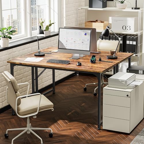 PRAISUN 47 X 20 Inch Computer Desk, Power Outlets, USB-C, Rustic Brown