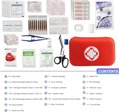 First Aid Kit 277PCS Car Home Camping Essentials Red Emergency Kit YIDERBO