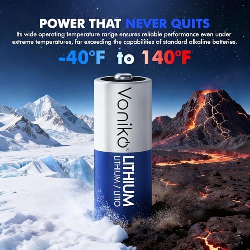 Voniko CR123A 3V Lithium Battery (6 Pack), High Capacity 123 Batteries, 3 Volt CR17345 for Smoke Alarm, Flashlight, Home Automation