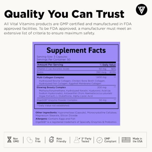 Vital Vitamins Multi Collagen Complex Plus Biotin, Hyaluronic Acid & VIT. C
