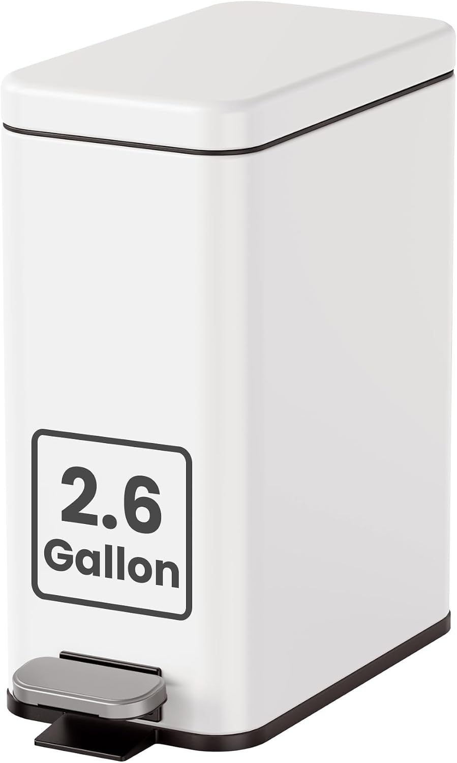 Cesun 2.6 Gallons Small Bathroom Trash Can with Lid Soft Close, Black