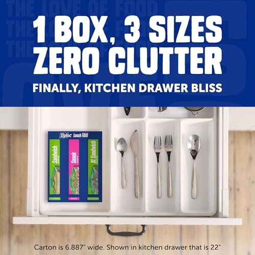 Ziploc Lunch Trio Food Storage Bags Variety Pack, 225 Total Bags