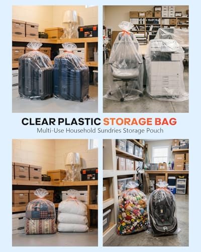 40x60 Inch Extra Large Clear Plastic Storage Bag for Luggage Cover, 8 Pack