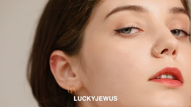 LUCKYJEWUS Small Thin Gold or Sterling Silver Nose Ring Hoop for Women, Tiny Nose Piercing jewelry