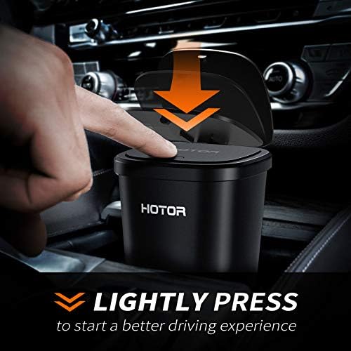 HOTOR Car Trash Can with Lid, 30 Trash Bags, Black, 2-Pack