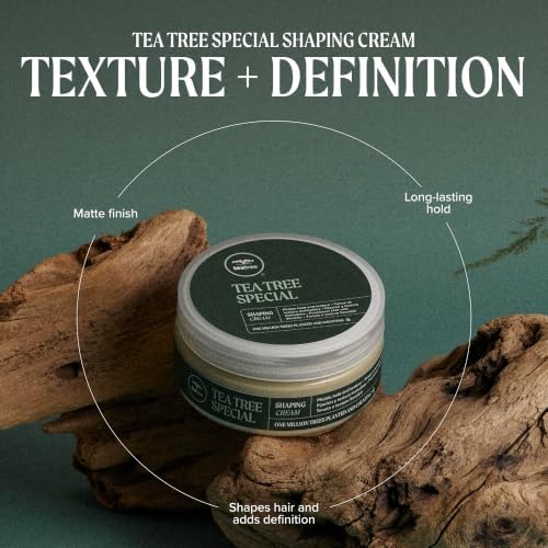 Tea Tree Shaping Cream, Hair Styling Cream, Long-Lasting Hold, Matte Finish, For All Hair Types