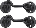 Raswik 4" Privacy Hook and Eye Gate Door Latch, Easy Barn Door Lock, Black