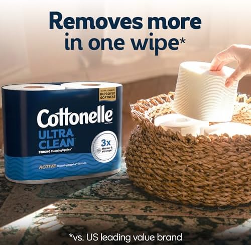 Cottonelle Ultra Clean Toilet Paper, 24 Family Mega Rolls=132 Regular Rolls