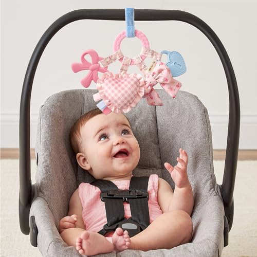 Itzy Ritzy Teething Activity Toy - Bitzy Busy Ring Car Seat Toy (Pink Bow)