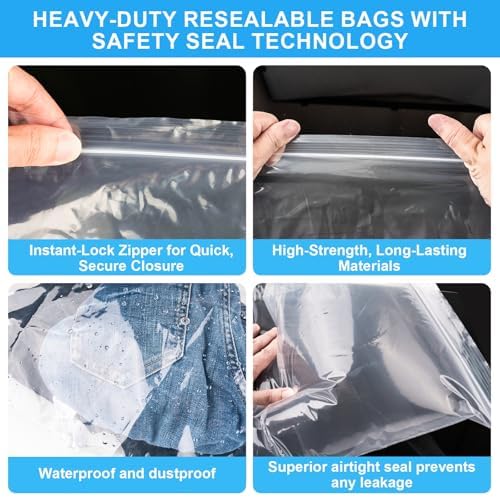 Large 5 Gallon Plastic Storage Bags 10pcs 18" x 24", 2.4 Mil Thick