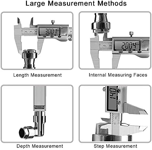 Digital Caliper, Caliper Measuring Tool with Stainless Steel, Electronic Micrometer Caliper with Large LCD Screen, Auto-Off Feature, Inch and Millimeter Conversion (6 Inch/150 mm)