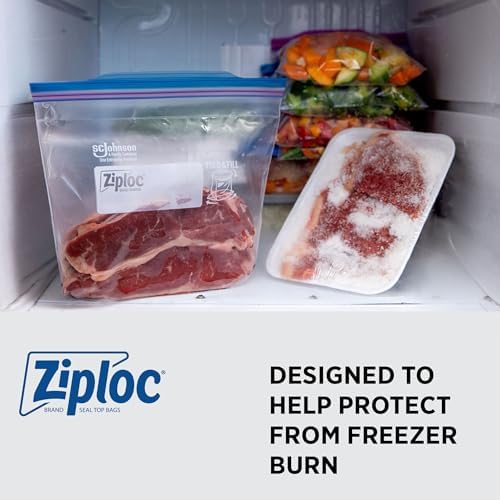 SC Johnson Professional Ziploc Quart Food Storage Freezer Bags, Grip 'n Seal Technology for Easier Grip, Open, and Close, 300 Count