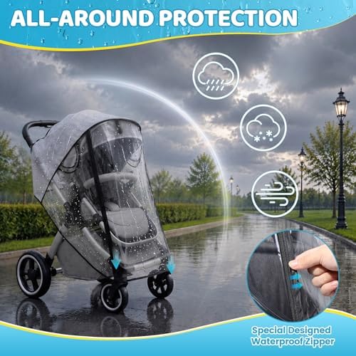 Clear Stroller Rain Cover, Universal Fit Baby Travel Weather Shields