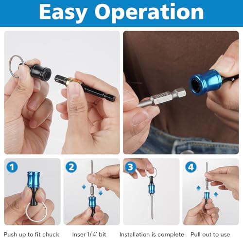 12PCS Bit Holders 1/4 Socket, Hex Shank Screwdriver Bit Holder for Impact Driver Drill Bit Keychain Extension Bar Quick Release Easy Change, Screwdriver Bit Holders for Tools & Home Improvement Gift