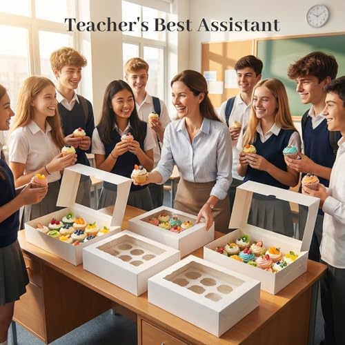 VGOODALL 12 Count Cupcake Boxes, 6 PCS Cupcake Container with Window