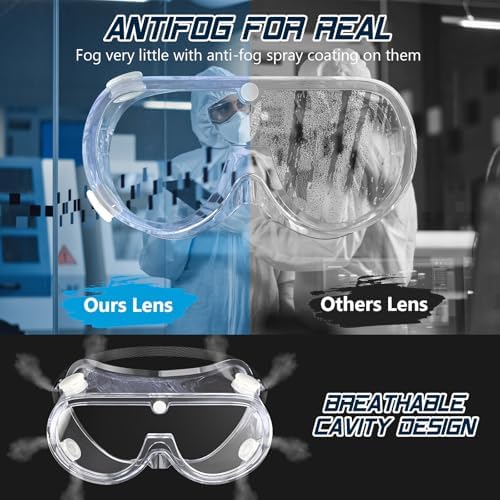 Anti-fog Safety Goggles ANSI Z87.1,Adjustable Chemistry Lab Goggles Over Glasses