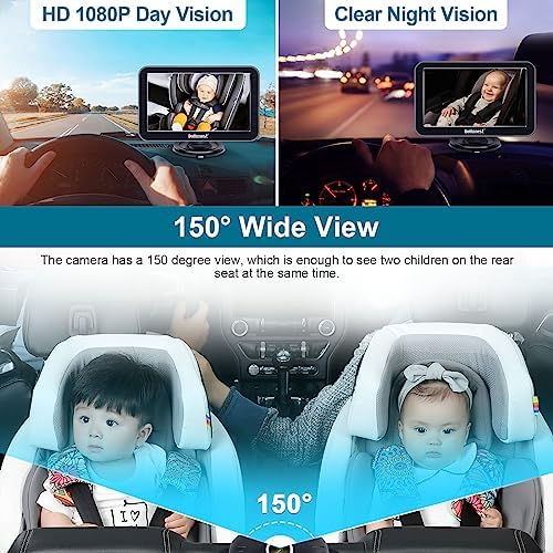 DoHonest Baby Car Camera 7-Inch: USB Plug-Play Easy Setup, 150° View
