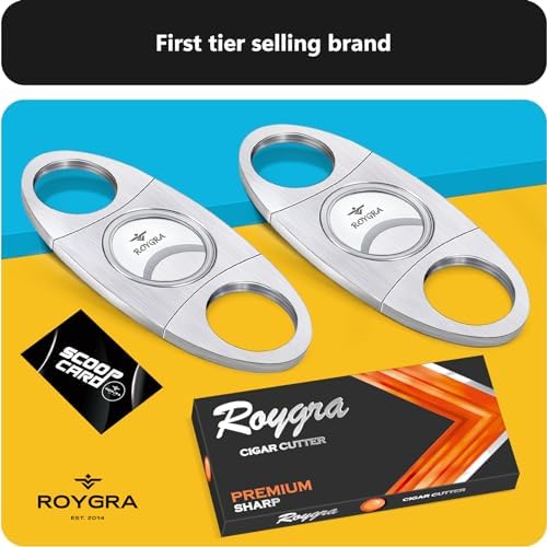 roygra Stainless Steel Cigar Cutter (2 Pack), Heavy Duty Classic Guillotine