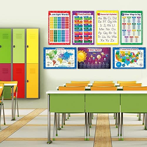 26 Set of 50 Educational Posters for Kids - Laminated & Flat, 17x11