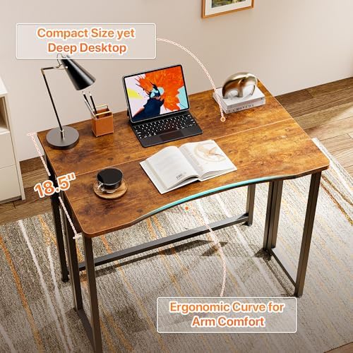 Huuger Folding Desk with Storage Shelf, 31.5 Inch Foldable Computer Table