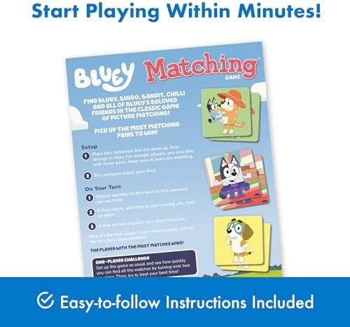 Wonder Forge Bluey Matching Game - Family & Toddler Games - Educational Toys - Memory & Brain Games for Kids Ages 3-5, Indoor Recess