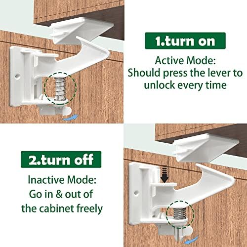Vmaisi 12 Pack Cabinet Locks Child Safety Latches - Easy Install No-Drill