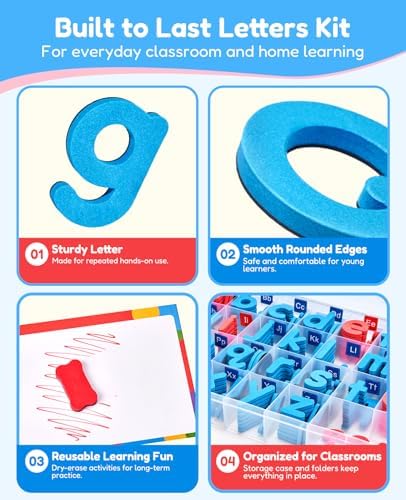Gamenote Magnetic Letters Kit, 238 Pieces with Magnetic Board and Markers