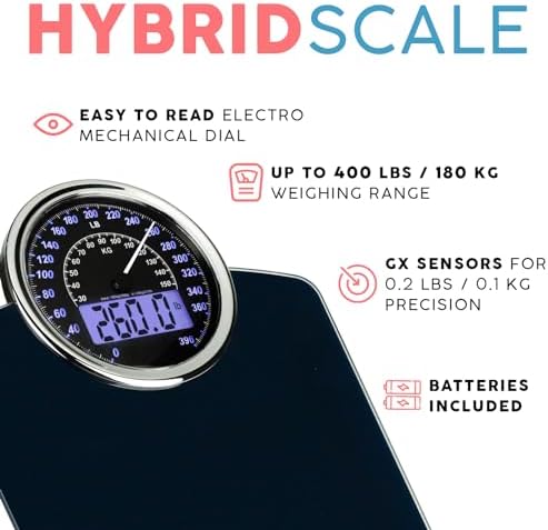 Hybrid Bathroom Scale for Body Weight - Analog & Digital Display, 400 lbs