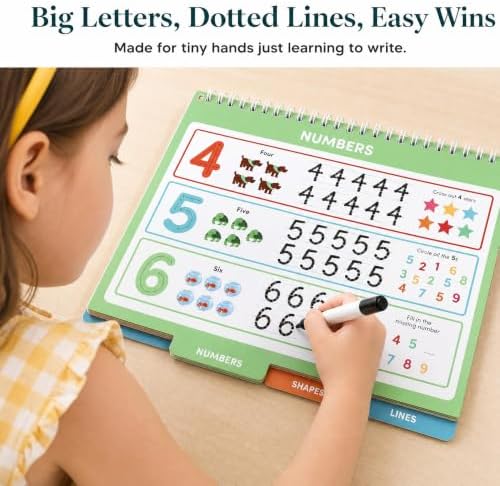 Fun Preschool Workbooks for Kids Age 3-5 - Reusable Dry Erase Tracing Books