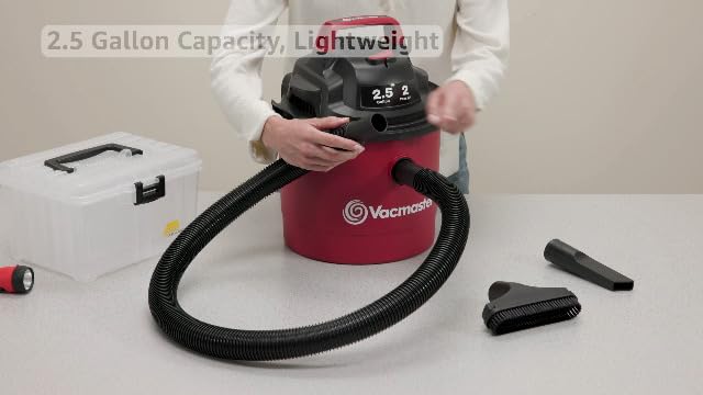 Vacmaster VOM205P 1101 2.5-Gal 2 Peak HP Wall Mount Wet/Dry Vacuum Red