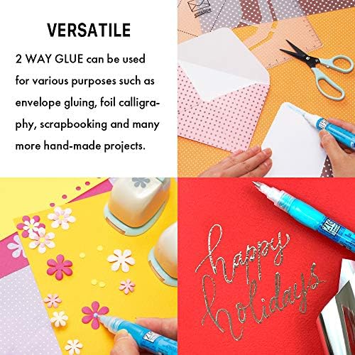 Kuretake Zig 2 Way Glue Pen 3 Variety Set, Adhesive for Professional,Artists, Crafting, Scrapbooking, Gift Card, Made in Japan