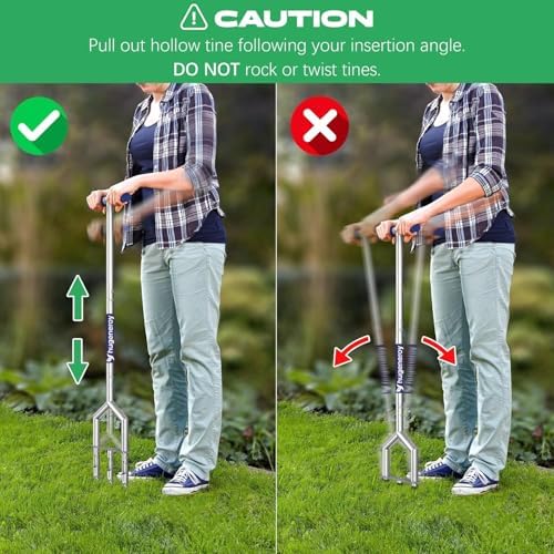 Heavy Duty Steel Hollow Tine Core Aerator for Clay Soil, Non-Clog - Blue