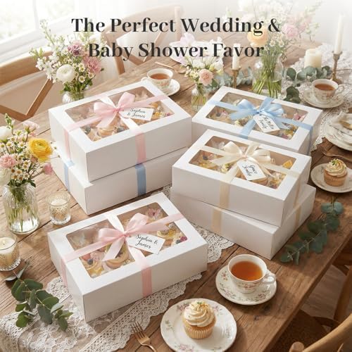 VGOODALL 12 Count Cupcake Boxes, 6 PCS Cupcake Container with Window