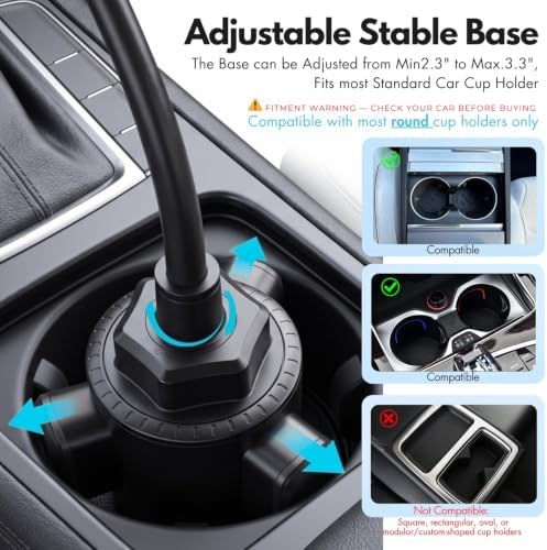 Cup Holder Phone Mount 15 Inch Adjustable Gooseneck Arm for Car