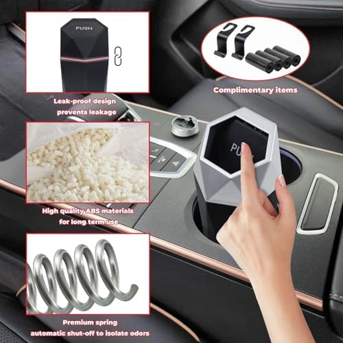 BFXM Car Trash Can Small Trash Bin with Lid, Car Accessories for Women