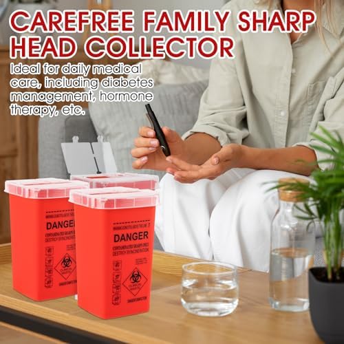 1 Quart (3-Pack) Sharps Container for Home Use, Needle Disposal Containers