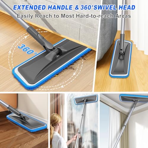 BPAWA Microfiber Mops for Floor Cleaning: Flat Mop for Hardwood Tile Wood
